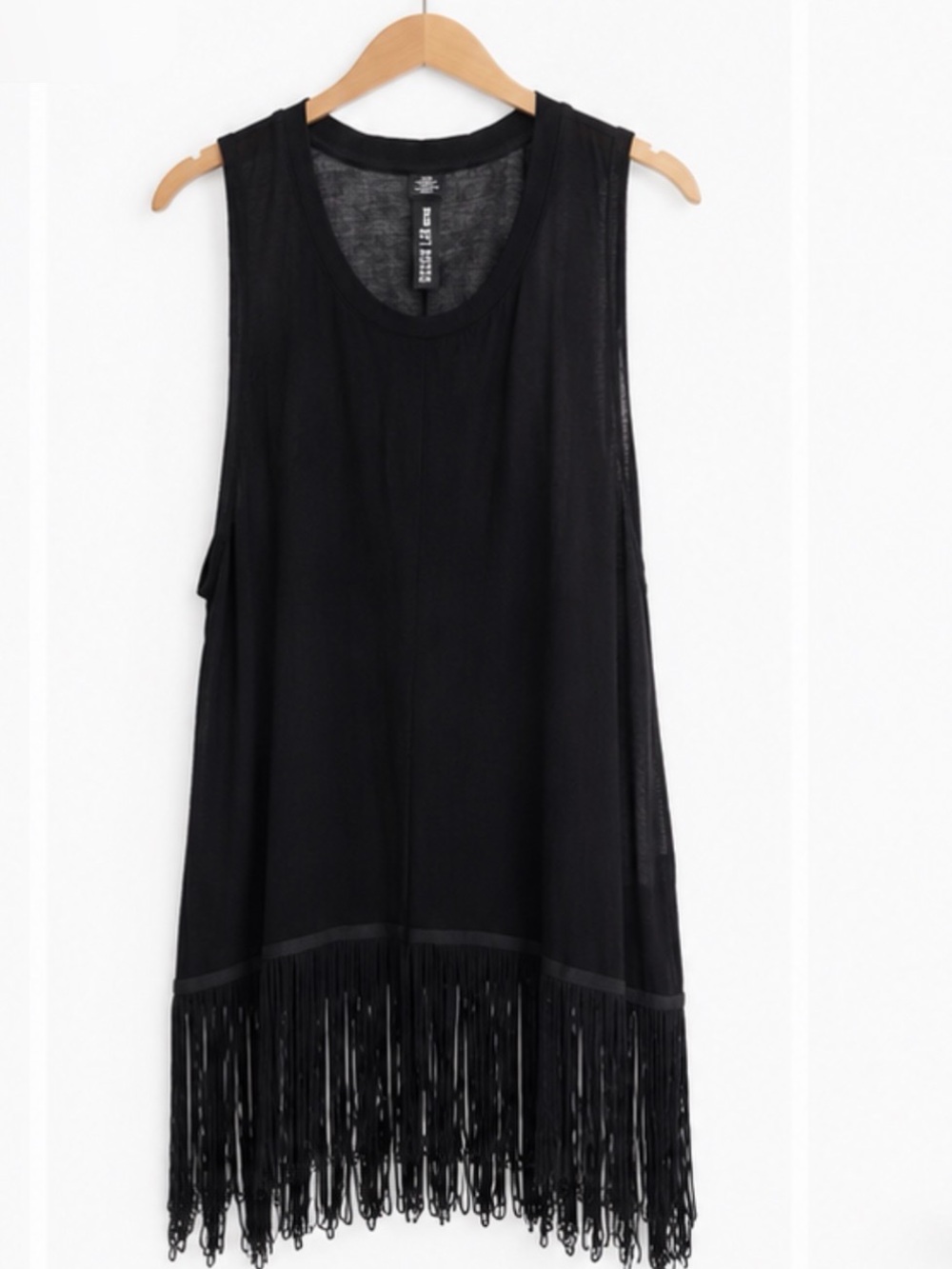 Black Lightweight Fringe Sleeveless Women's Dress